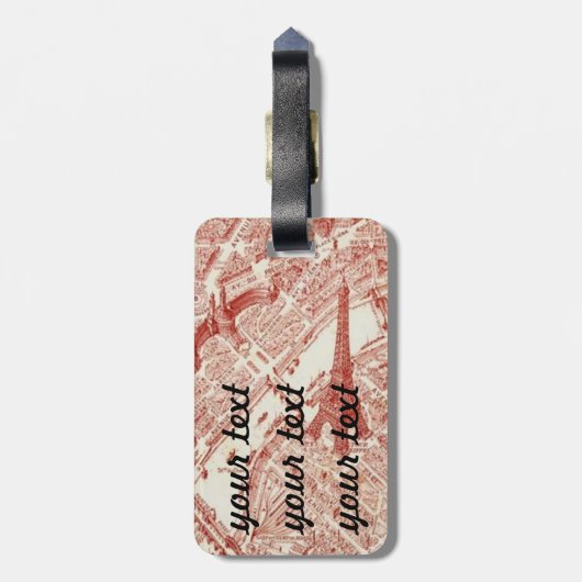 Old Paris Map Bagagelabel (Achterkant verticaal)