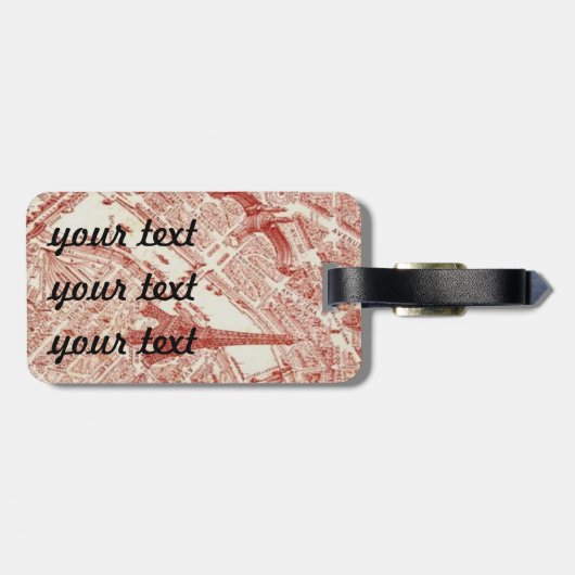 Old Paris Map Bagagelabel (Achterkant horizontaal)
