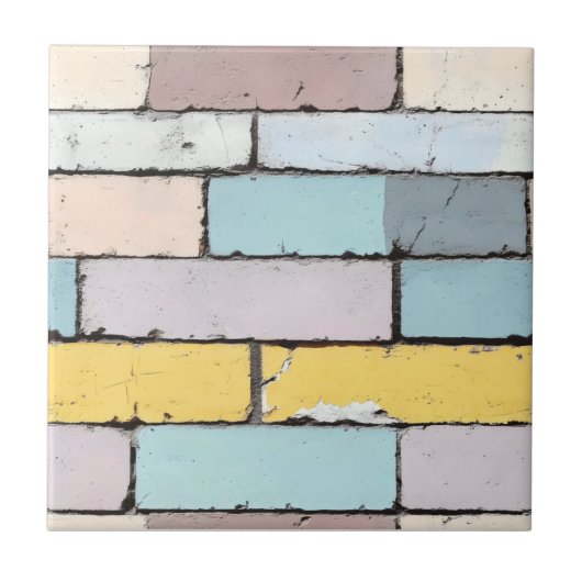 Old Pastel Bricks Pattern Tegeltje (Voorkant)