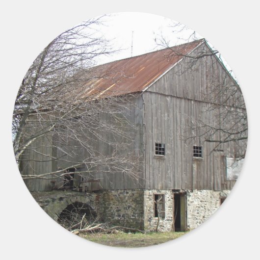 Old Pennsylvania Bank Barn Ronde Sticker (Voorkant)