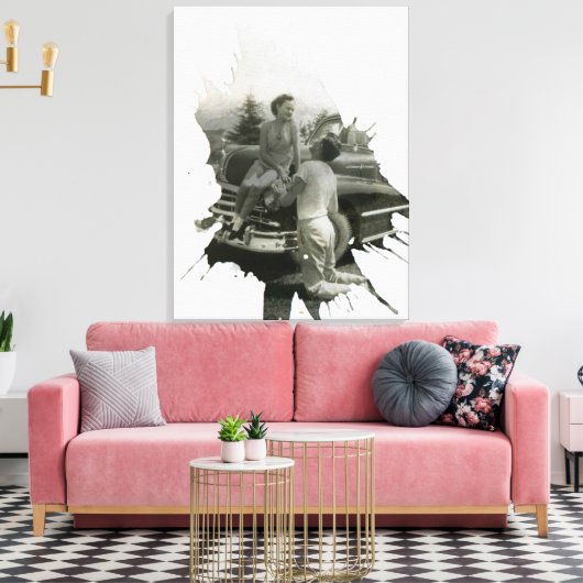 Old Photo Splatter Art Canvas Afdruk (Insitu (Woonkamer))