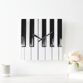 Old Piano Keys Cool Fun Vierkante Klok (Huis)