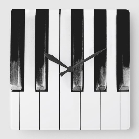 Old Piano Keys Cool Fun Vierkante Klok (Voorkant)