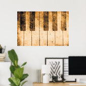 Old Piano Keys Music Art Poster (Thuiskantoor)