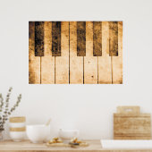 Old Piano Keys Music Art Poster (Keuken)