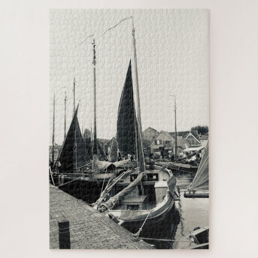 Old picture Harbor boat Legpuzzel (Verticaal)