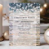 Old Pine Wood String Lights Rustige kerstparty Kaart