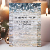 Old Pine Wood String Lights Rustige kerstparty Kaart