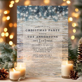 Old Pine Wood String Lights Rustige kerstparty Kaart