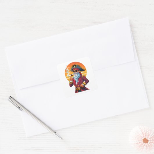 Old pirate captain vierkante sticker (Envelop)