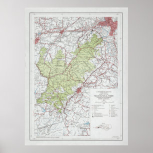 Old Pisgah National Forest Map (1966) NC Poster