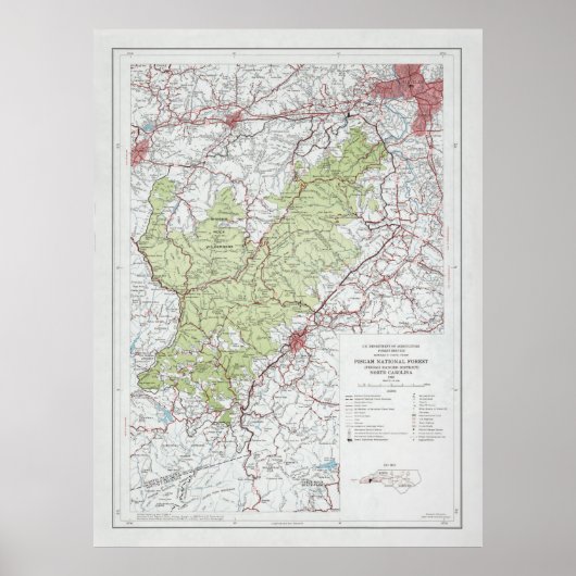 Old Pisgah National Forest Map (1966)  NC Poster (Voorkant)
