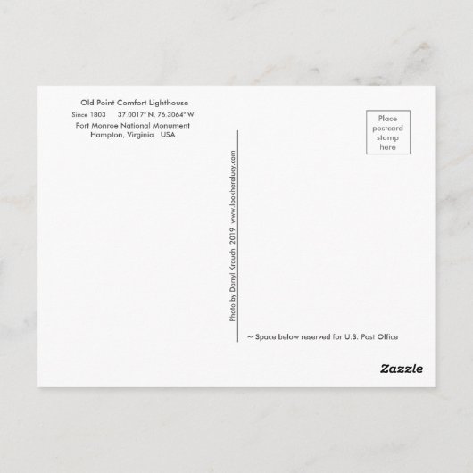 Old Point Comfort Lighthouse - Hampton, Virginia Briefkaart (Achterkant)