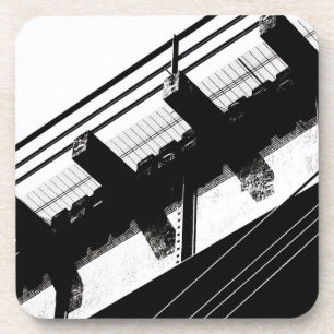 Old Portageville Bridge Black en White Bier Onderzetter