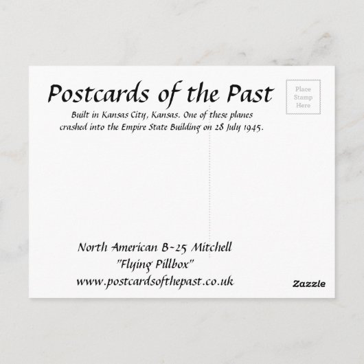 Old Postcard - North American B-25 Mitchell Briefkaart (Achterkant)