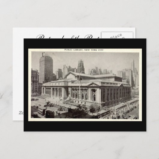Old Postcard, Public Library, New York City Briefkaart (Voorkant / Achterkant)
