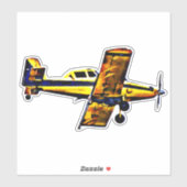 Old Prop Airplane Art Sticker (Vel)