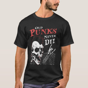Old Punks Never Die - Skull Punk rockgitaar T-shirt