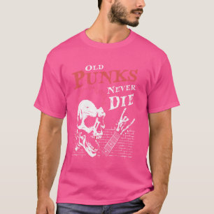 Old Punks Never Die - Skull Punk rockgitaar T-shirt