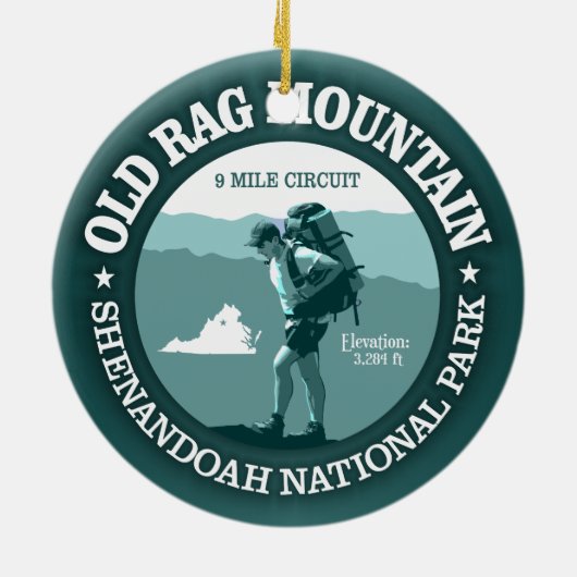 Old Rag Mountain (rd) Keramisch Ornament (Achterkant)