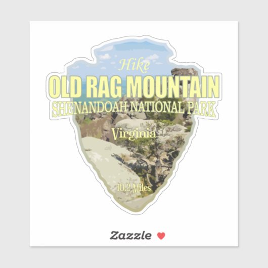 Old Rag Mtn (pijlpunt) Sticker (Vel)