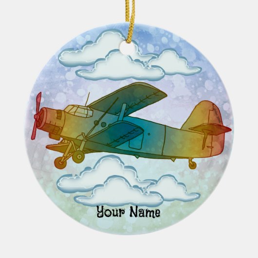 Old Rainbow Plane Keramisch Ornament (Voorkant)