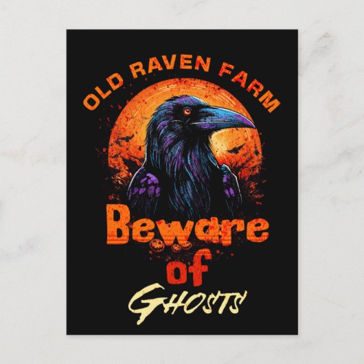 Old Raven Boerderij Crow Pas op voor spoken Spooky Briefkaart (Voorkant)