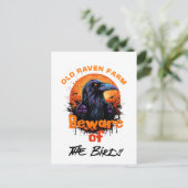 Old Raven Boerderij Pas op voor de vogels Spooky Briefkaart (Staand voorkant)