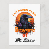 Old Raven Boerderij Pas op voor de vogels Spooky Briefkaart (Voorkant)
