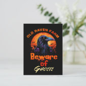 Old Raven Spooky Halloween Briefkaart (Staand voorkant)