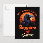 Old Raven Spooky Halloween Briefkaart (Voorkant / Achterkant)