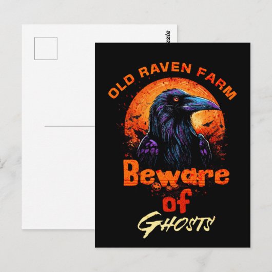 Old Raven Spooky Halloween Briefkaart (Voorkant / Achterkant)
