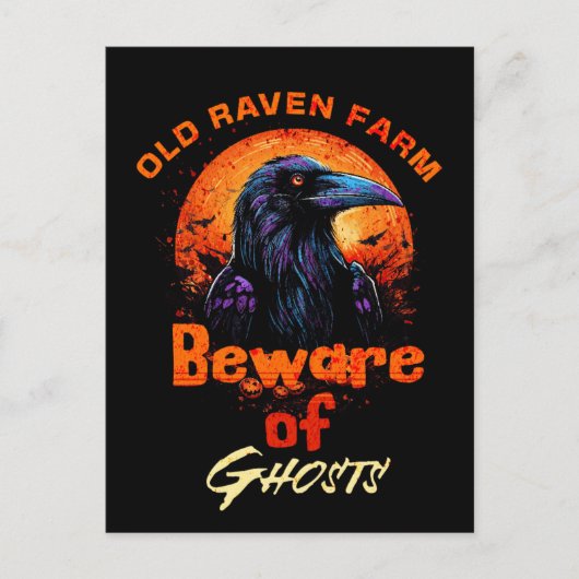 Old Raven Spooky Halloween Briefkaart (Voorkant)