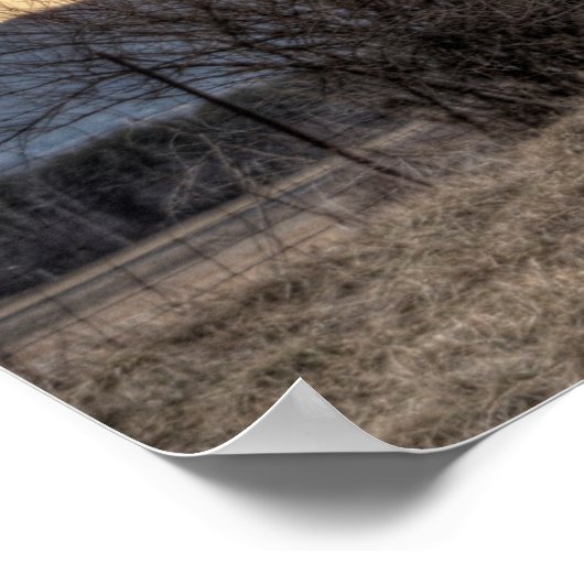 Old Red Barn Winter Trees HDR Photography Poster (Hoek)