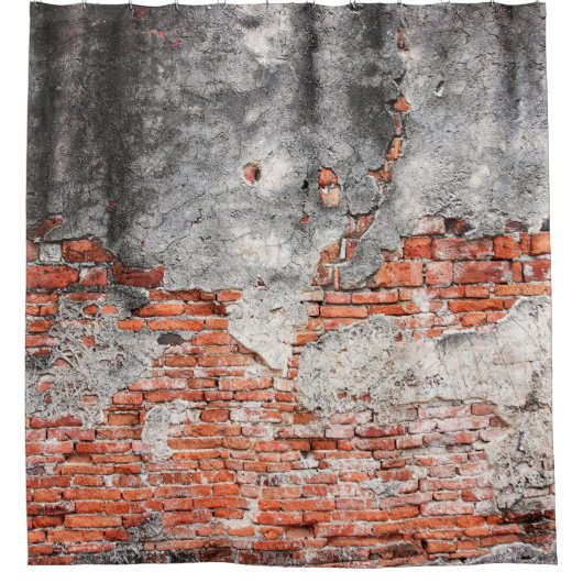 Old red brick wall rough of old temple in Ayutthay Douchegordijn (Voorkant)