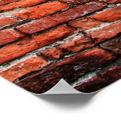 Old red brick wall rough of old temple in Ayutthay Poster (Hoek)