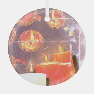 Old red candles glas ornament