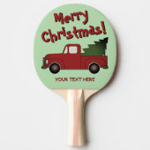 Old red chevy truck and Christmas tree custom Tafeltennisbatje (Voorkant)