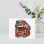 Old Red London Bus Briefkaart (Staand voorkant)