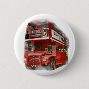 Old Red London Bus Ronde Button 5,7 Cm