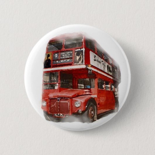 Old Red London Bus Ronde Button 5,7 Cm (Voorkant)