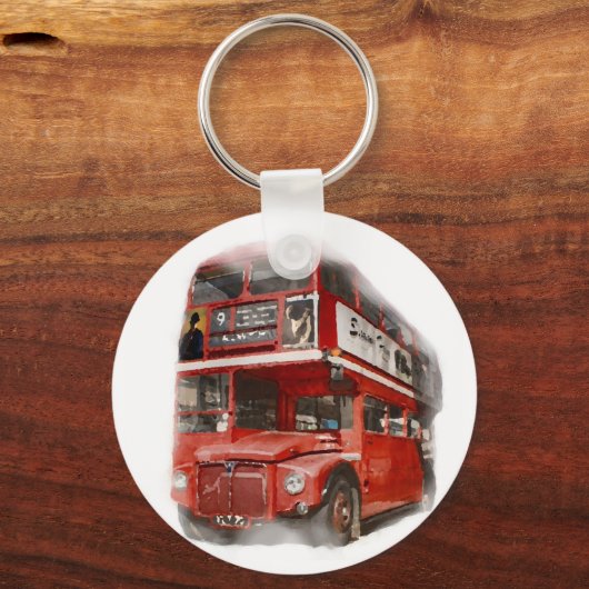 Old Red London Bus Sleutelhanger (Voorkant)