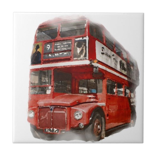 Old Red London Bus Tegeltje (Voorkant)