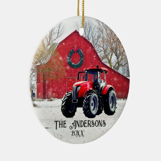Old Red Tractor-keramisch Ornament (Rechts)