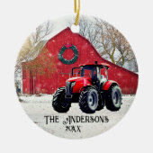 Old Red Tractor-keramisch Ornament (Voorkant)