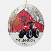 Old Red Tractor-keramisch Ornament (Links)