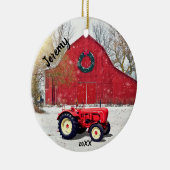 Old Red Tractor kerst Keramisch Ornament (Rechts)