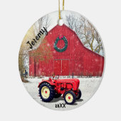 Old Red Tractor kerst Keramisch Ornament (Links)