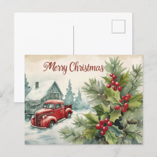 Old Red Truck Christmas Briefkaart