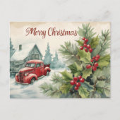 Old Red Truck Christmas Briefkaart (Voorkant)